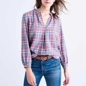 Madewell Rivet and Thread gathered collar shirt S